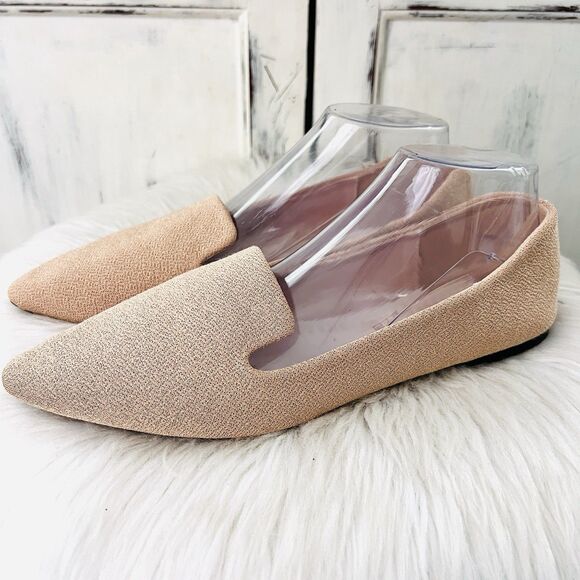 Unbranded Shoes - Beige Soft Flexible Comfort Pointed Toe Loafers Slip on Shoes EU 43 US 11.5